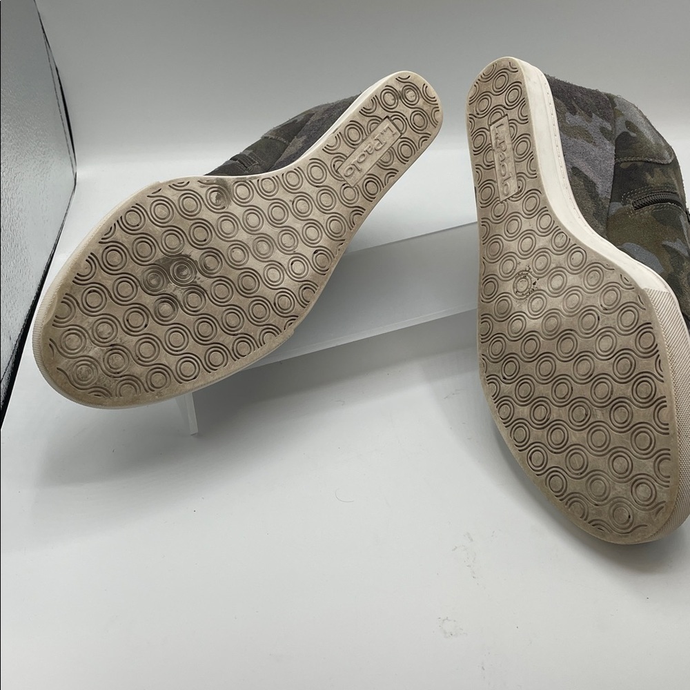 Linea Paolo Felicia suede gray camo Hidden wedge bootie sneaker size 8 - Picture 5 of 9
